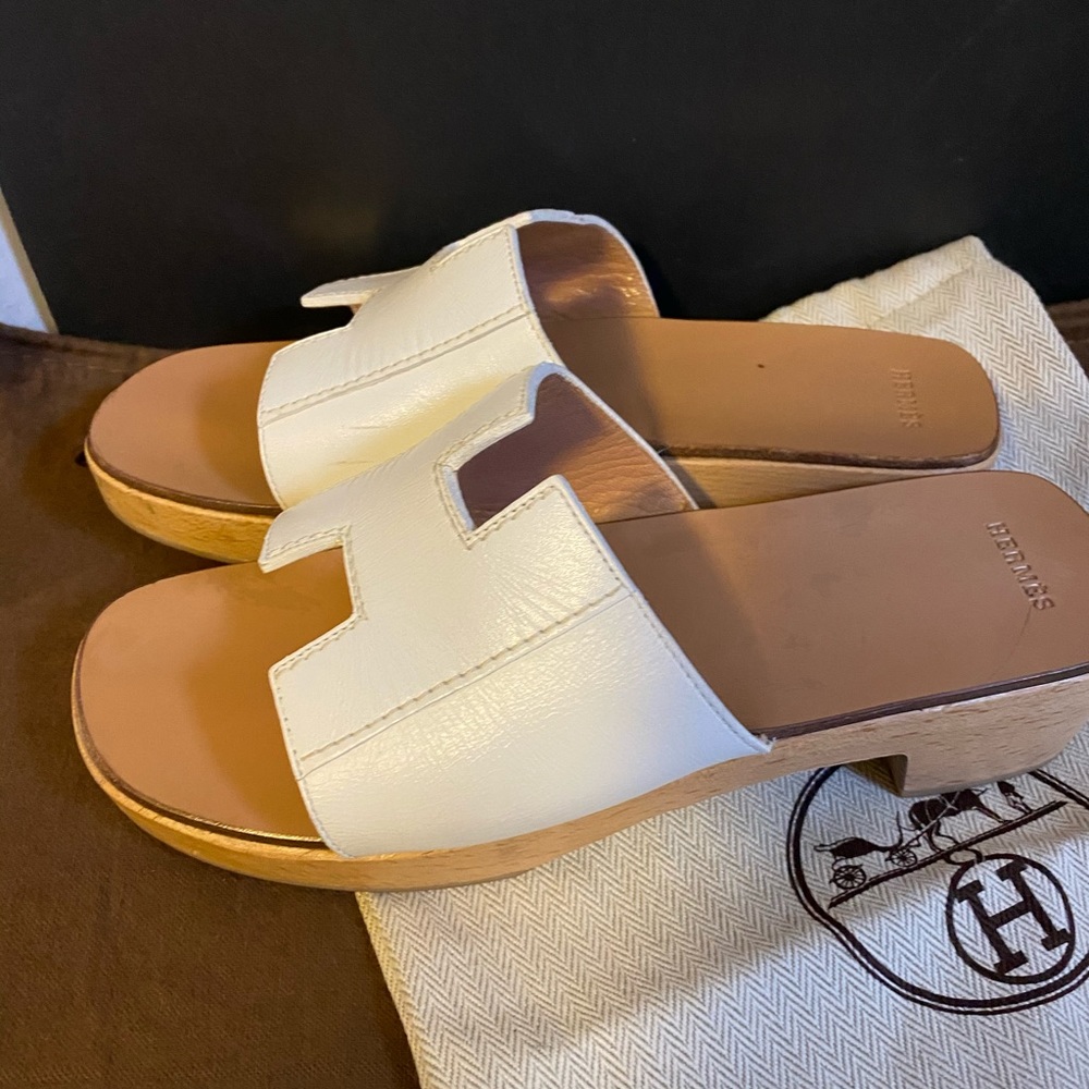 Hermès Oran H logo white sandals size 5 - Picture 4 of 8